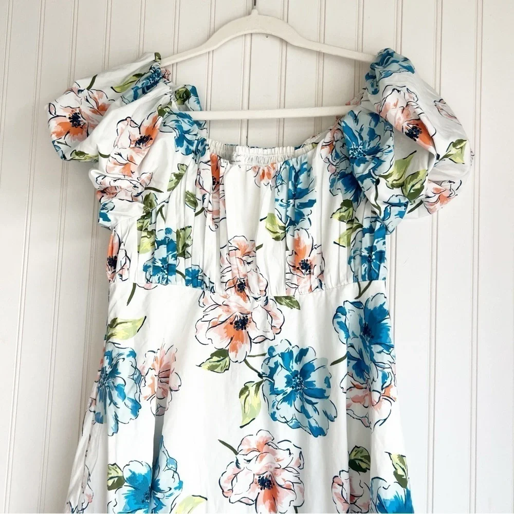 Abercrombie & Fitch Size 13/14 Floral Ruched Puff Sleeve Dress NEW!
